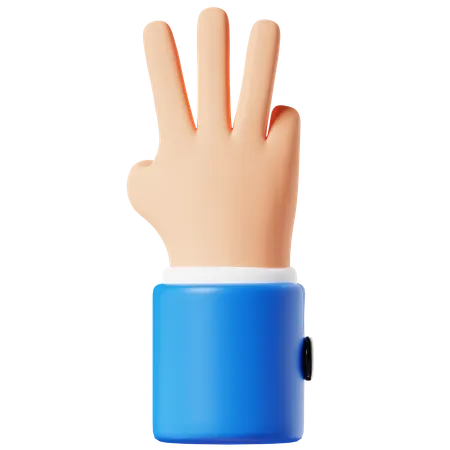 Three Finger Hand Gesture  3D Icon