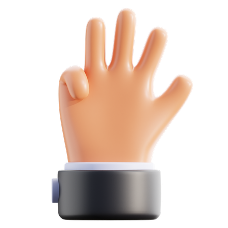 Three Finger Hand Gesture  3D Icon