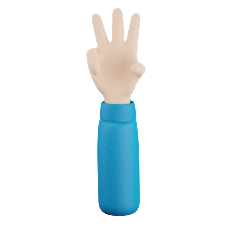 Three Finger Hand Gesture  3D Icon