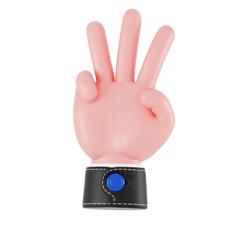 Three Finger Hand Gesture  3D Icon