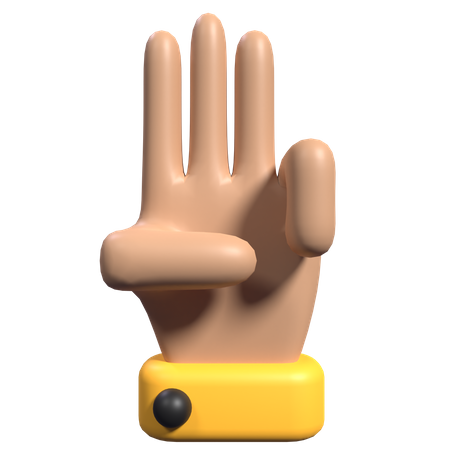 Three Finger Hand Gesture  3D Icon