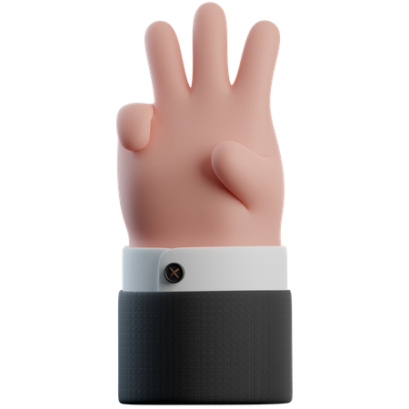 Three Finger Hand Gesture  3D Icon