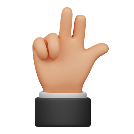 Three Finger Hand Gesture  3D Icon