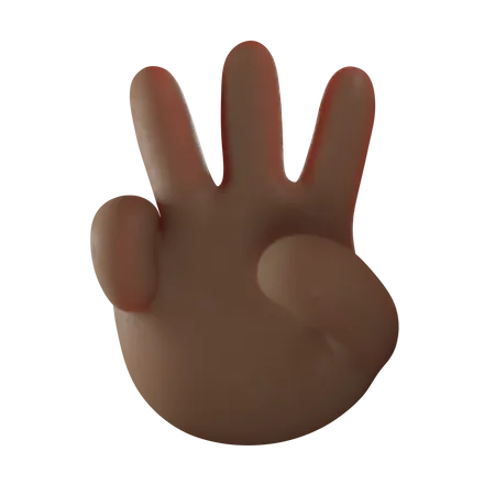 Three Finger Hand Gesture  3D Illustration