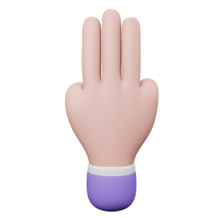 Three Finger Hand Gesture  3D Illustration