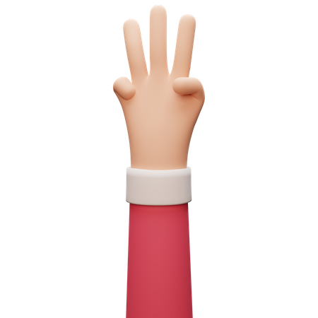 Three Finger Hand Gesture  3D Illustration