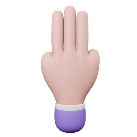 Three Finger Hand Gesture 3D Illustration