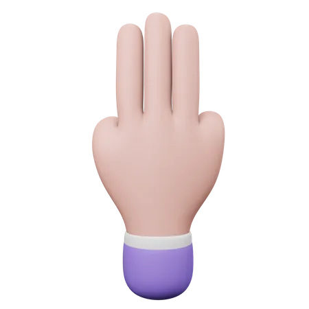 Three Finger Hand Gesture  3D Illustration