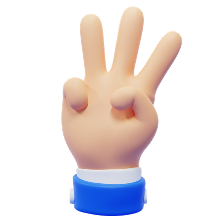 Three Finger Hand Gesture 3D Icon