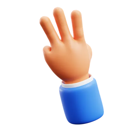 Three Finger Hand Gestures  3D Icon