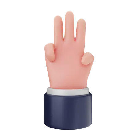 Three Finger Hand Gestures  3D Icon