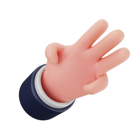 Three Finger Hand Gestures  3D Icon