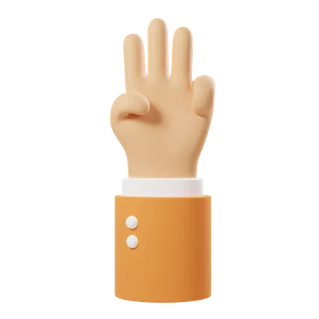 Three Finger Up Hand Gesture  3D Icon