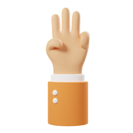 Three Finger Up Hand Gesture  3D Icon