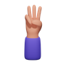 3d three fingers emoji