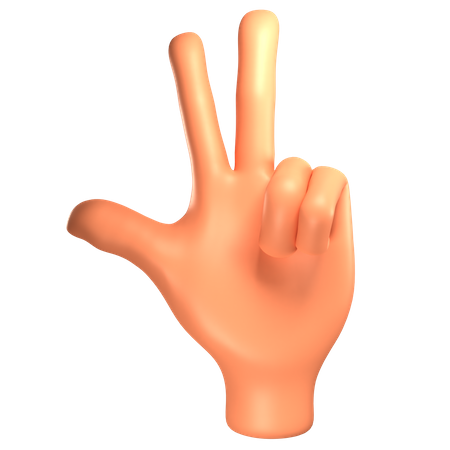 Three fingers hand gesture  3D Illustration