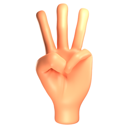 Three fingers hand gesture 3D Illustration