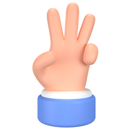 Three Fingers Hand Gesture  3D Icon