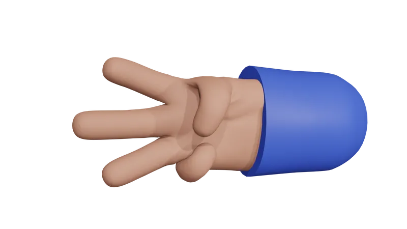 Three Fingers hand gesture  3D Icon