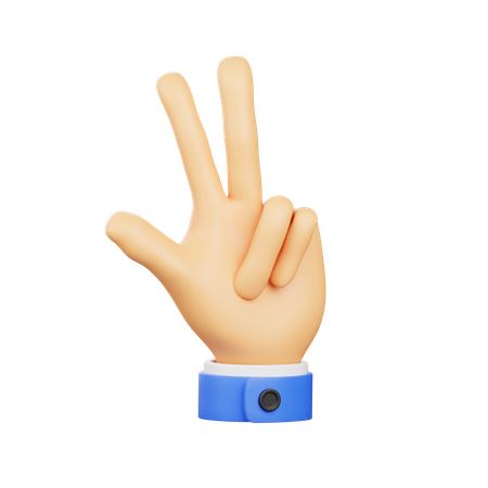 Three Fingers Hand Gesture  3D Icon