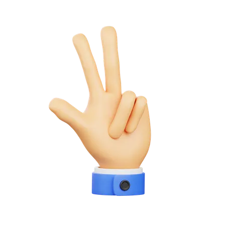 Three Fingers Hand Gesture  3D Icon