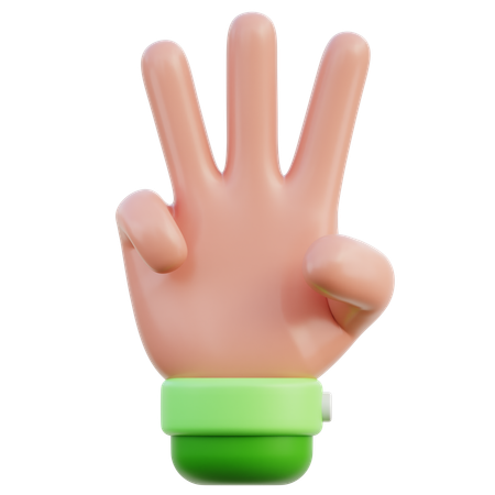 Three Fingers Hand Gesture  3D Icon