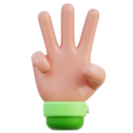 Three Fingers Hand Gesture  3D Icon