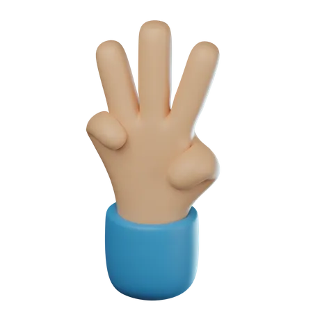 Three Fingers Hand Gesture  3D Icon