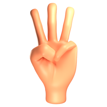 Three Fingers Hand Gesture  3D Icon