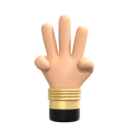 Three fingers hand gesture  3D Illustration