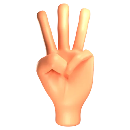 Three fingers hand gesture  3D Illustration