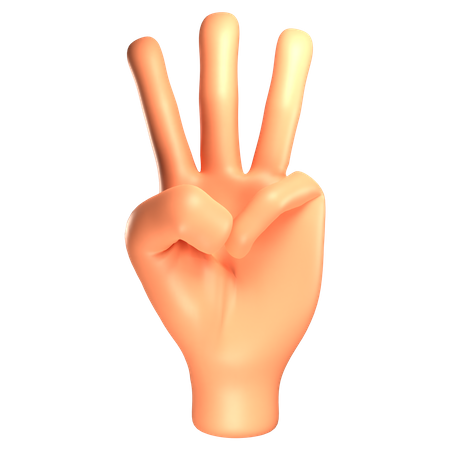 Three Fingers Hand Gesture  3D Illustration