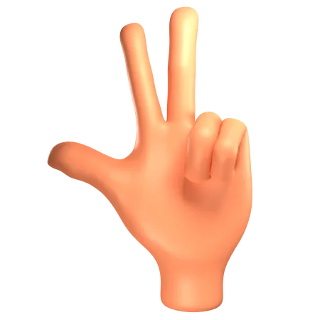 Three fingers hand gesture  3D Illustration