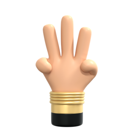 Three fingers hand gesture 3D Illustration