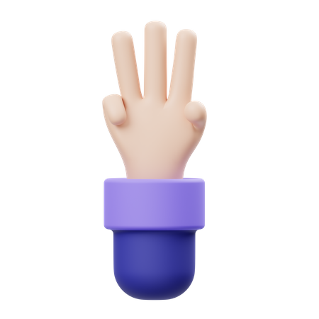 Three Fingers Hand Gesture 3D Illustration