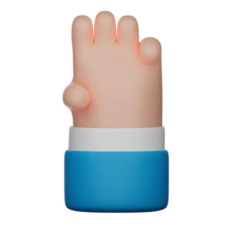 3 D Illustration Three Fingers Hand Gesture 3D Icon