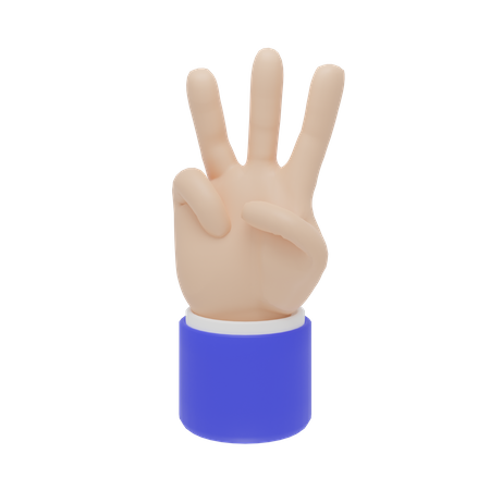Three Fingers Hand Gesture  3D Icon