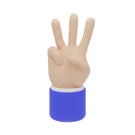 Three Fingers Hand Gesture  3D Icon