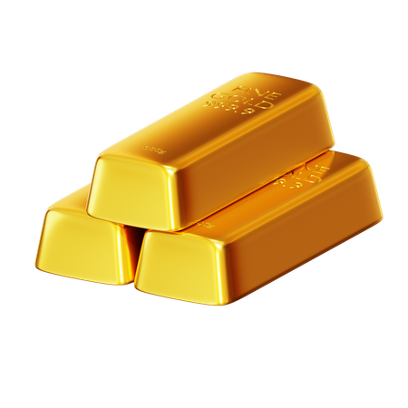 Three Gold Bars  3D Icon