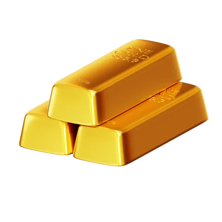 Three Gold Bars  3D Icon