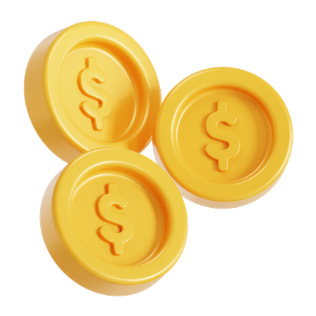 Three Gold Coins  3D Icon