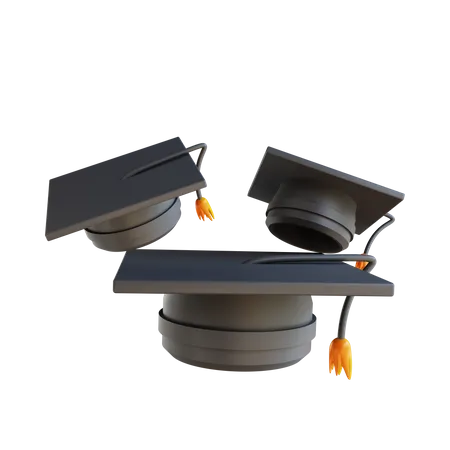 Three Graduation Hats  3D Illustration