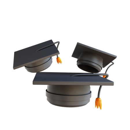 Three Graduation Hats 3D Illustration