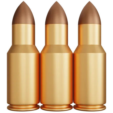 3 D Rendering Three Gun Bullets Isolated 3D Icon