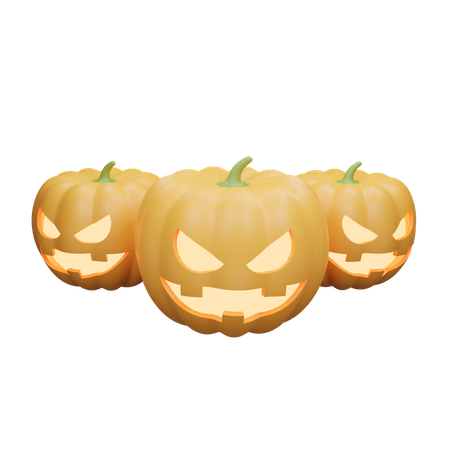 Three halloween pumpkins  3D Icon