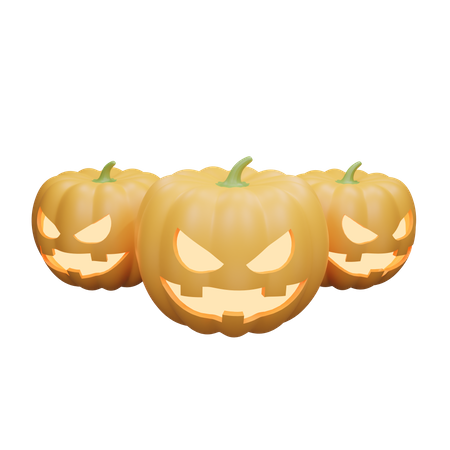 Three halloween pumpkins  3D Icon