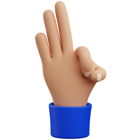 3 D Three Hand Gesture With Isolated Background 3D Icon