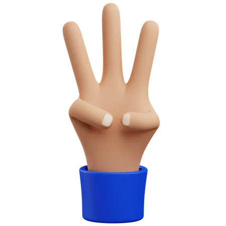 3 D Three Hand Gesture With Isolated Background 3D Icon