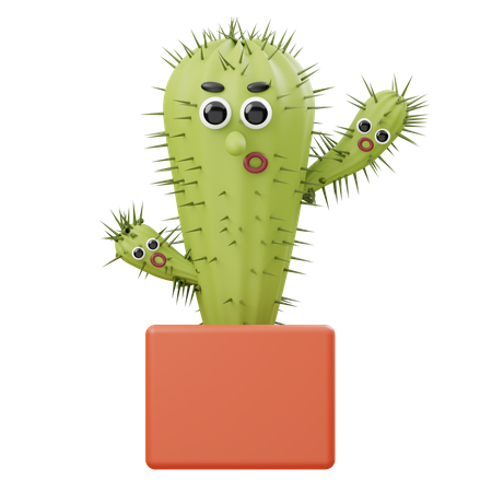 Three Heads Cactus 3D Illustration