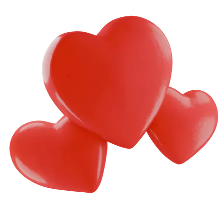 Three Hearts  3D Icon
